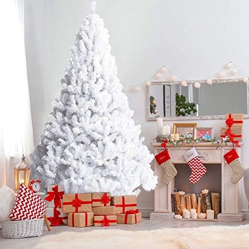 6ft פרימיום שלג לבן/נוהר יחידת עץ חג המולד מלאכותי ציר חג המולד עץ אורן עץ עץ עץ עץ לחג מעמד מתכת,