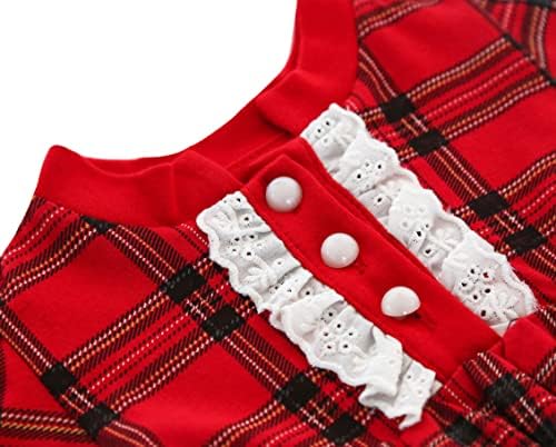 תינוקת לילס לתלבושת לחג המולד שמלה משובצת לפעוטות שמלת חג אדומה
