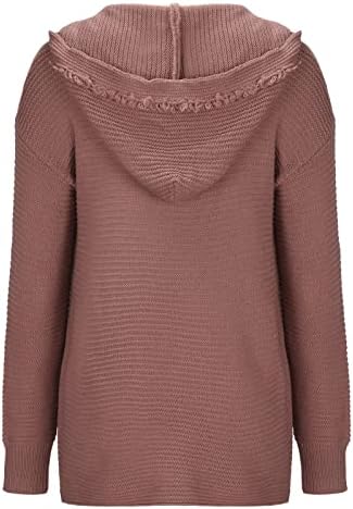 קפוצ'ונים של נשים סוודר מזדמן V צוואר סרוג צבע אחיד סוודר שרוול ארוך חולצות סווטשירטים נוחים קלים