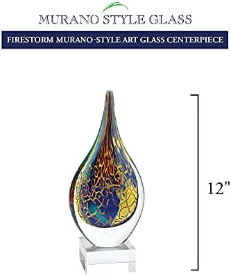 Badash Firestorm Style Art Style Art Glass Piece - 12 פסל זכוכית דמעה דמעה בגובה 12