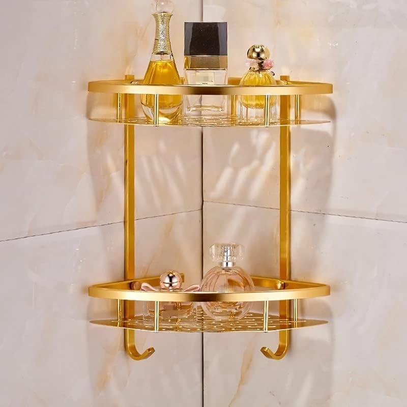 IRDFWH מדף זהב מדף זהב קיר קיר רכוב פינתי שמפו שמפו לאחסון קיר מדף אמבטיה