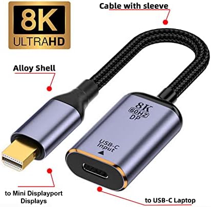 cablecc USB-C סוג C מקור נקבה למיני DisplayPort DP 1.4 כיור HDTV כבל 8K@60Hz 4K@120Hz למחשב נייד