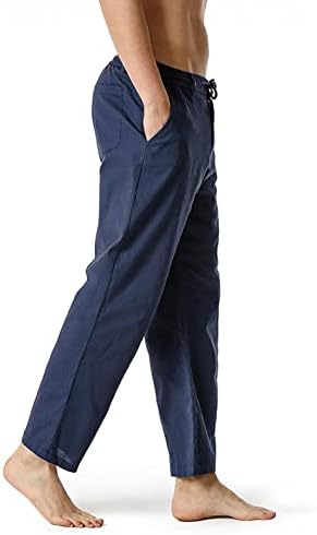 NYYBW מכנסי פשתן כותנה מכנסיים - מכנסי כפתור מזדמנים מכנסי יוגה מכנסיים יוגה טרקלין מכנסי חוף קלים מכנסיים