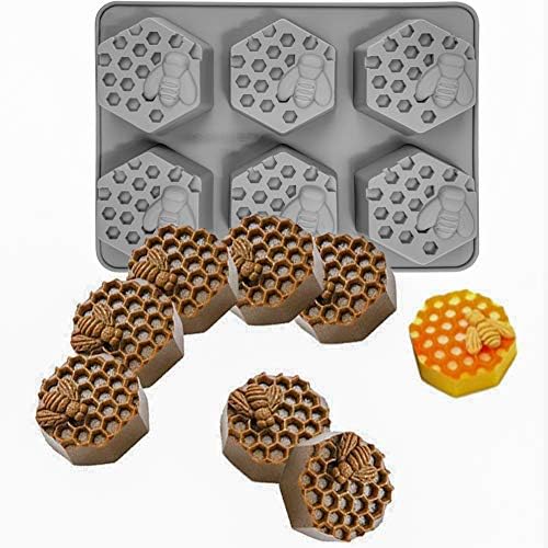4 PCS תבניות סבון סיליקון, CNYMANY 3D BEE BEE DEOONCOMB צורת MUFFIN MUDTE