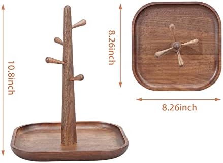Camlot 4 שכבות מחזיק מפתח מעץ עם מגש, מארגן דקורטיבי בעץ בכניסה למפתחות, ארנק וחומר קטן, תצוגת