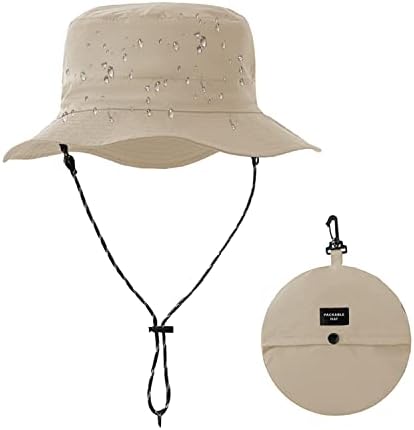 Uttpll שמש אטום למים UPF 50+ כובע דלי אריזה דיג חוף דיג טיולים קלים כובע חיצוני כובע קיץ ספארי כובע