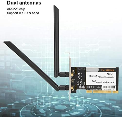 TX-AR9WS AR9220 כרטיס WIFI PCIE, 300 מגהביט לשנייה כרטיס WiFi WiFi עם 2 אנטנות, 802.11b/g/n PCI