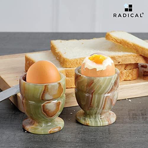 כוסות ביצה רדיקליות סט ירוק של 2 מיכל ביצת שיש בעבודת יד לשולחן מטבח - מחזיק ביצה לביצים מבושלות - גאדג'טים