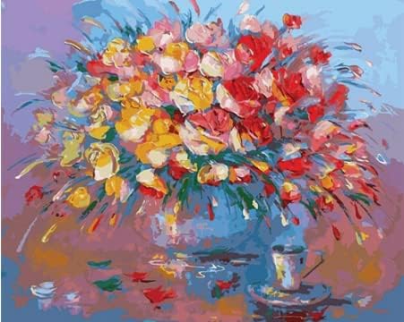 צבע לפי מספר למבוגרים - קפה ופרחים יצירות אמנות צבע לפי ערכות מספר, צבע ללא קמטים לפי מספרים למבוגרים