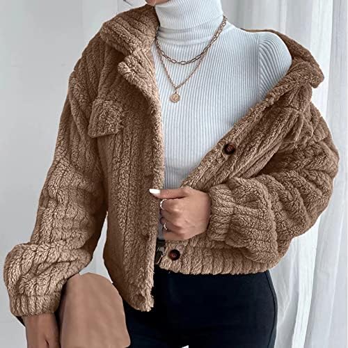 צמר מלאכותי לנשים שרוול ארוך סוודרים סוודר סוודר סוודר מעיל קטיפה חמה ז'קט מעיל שלג עליון ללא כיס