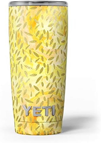 תכנן Skinz צבעי המים הצהובים הכתומים עם דוושות נופלות - ערכת עטיפת ויניל מדבקות עור תואמת את כוסות הכוס