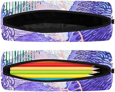מופשט צבעי מים סגול דפוס פרחוני עיפרון מארז כתיבה סטודנטית שקית רוכסן תיק עט איפור קוסמטיקה