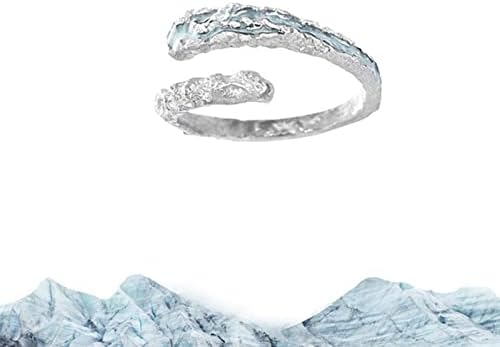 טבעות אופנה לנשים ריינסטון צמיד רחב הלחמה קריסטל מפואר צמיד יהלום ארוך כסף טבעת מתכווננת