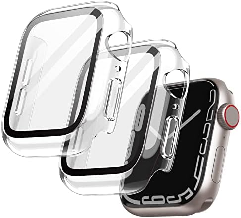 מארז EliveOS עם מגן מסך התואם לסדרת Apple Watch 6 5 4 44 ממ, כיסוי מגן כולל, סרט זכוכית ממוזג מובנה רגישות