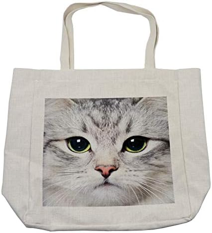 תיק קניות לחתולים של Ambesonne, חתול חתלתול חתלתול חתלתול מקרוב דיוקן צילום דיגיטלי חיית מחמד ביתית, תיק