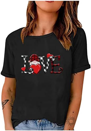 צמרות חג האהבה לנשים הדפס אותיות גנום גרפי חולצות גרפיות מזדמנות חולצות חולצות צווארון רופפות לבנות