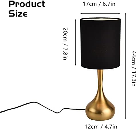 קונג 'ולאם מודרני מנורת שולחן, 17.3 קטן שולחן אור עם פליז מתכת אגל בסיס, שחור צילינדר פשתן תוף צל, שידה מנורת