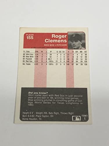 1985 בייסבול פייר 155 כרטיס טירון רוג'ר קלמנס