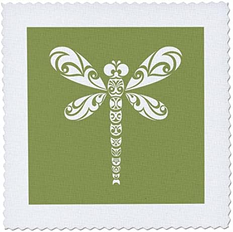 3 דריוזה שפירית לבנה קעקוע שבטי אמנות בסגנון חאקי ירוק - ריבועי שמיכה