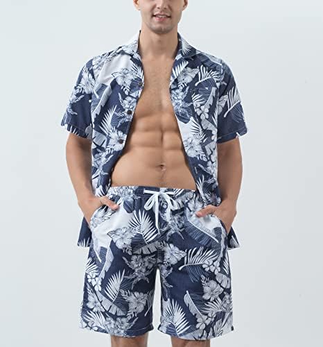 בשנה בשנה החולצות בהוואי ומערכות מכנסיים קצרים לגברים מתאימים לסט רגיל של חולצות הוואי מזדמנים עם אפקט