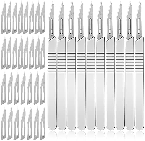 Zheahao 40 חלקים להבי פיסול מס '11 ו -10 חתיכות ידית סכין פיסול מס '11 לאנטומיה של מעבדת ביולוגיה מתאמנת