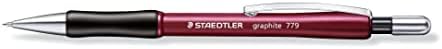 סטדלר מכאני עיפרון 0.5 גרפיט 779 0.5 ממ פלסטיק למילוי חוזר גוף בורגונדי ושחור גומי חבילה של 10 שחור