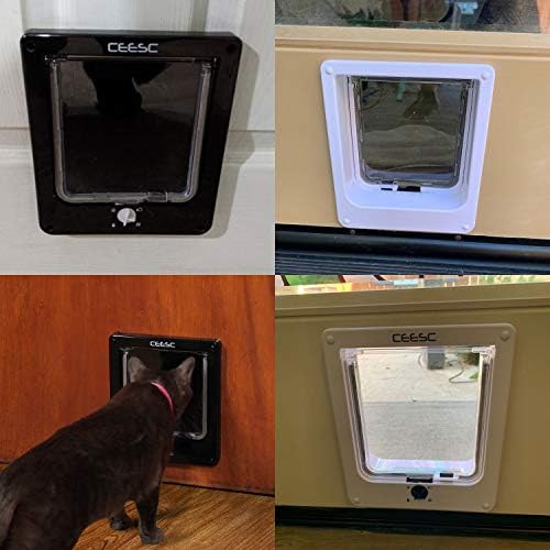 CEESC דלת חתול גדולה במיוחד, סיבוב 4 כיוון נעילה דלת חתול לדלתות חיצוניות פנים, דלת חיית מחמד אטומה למזג אוויר