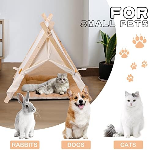 לחיות מחמד אוהל אוהל, נייד חתול גור אוהל בית עם רך עבה כרית כלב אוהל אוהל לחתולים מקורה כלבים קטנים, בז'