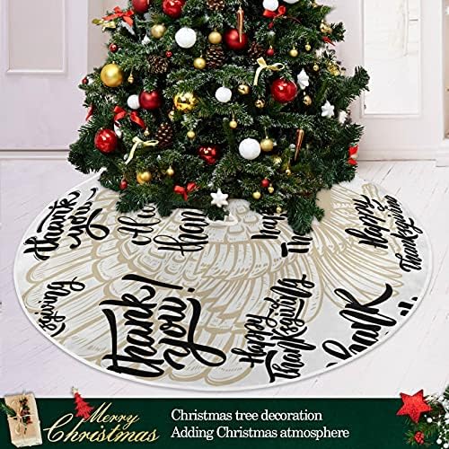 כיתוב חג ההודיה ברכת טורקיה ברכת עץ חג המולד חצאית 36 אינץ '/48 אינץ' תפאורה ביתית לחצאית עץ חג המולד מחצלת