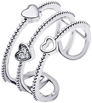 2023 חדש טבעת תכשיטי הולו טמפרמנט שלוש-שכבה יהלומי טבעת פתוח אהבת טבעות נשים טבעת גודל 8