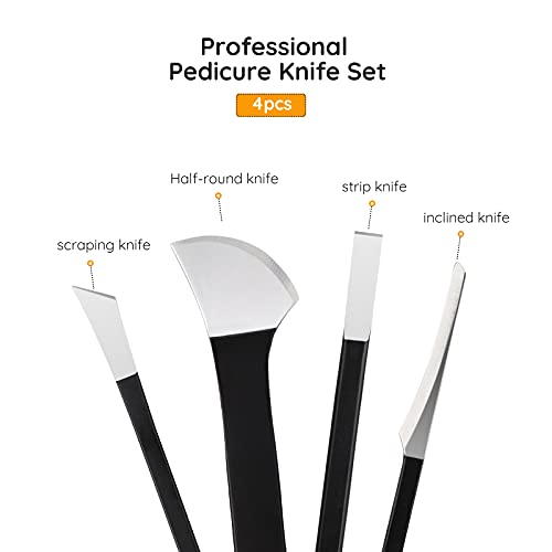 סט סכין פדיקור, Segbeauty 4 חבילה סכין ציפורניים חודרנית, מסיר גוזל תיקון עם שקית נשיאה, חותך