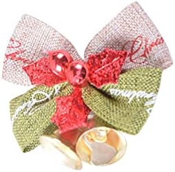 עניבת פרפר עץ חג המולד עם קישוט פעמון ברזל מיני חג המולד עם חבילת קישוט לחג המולד בפעמון