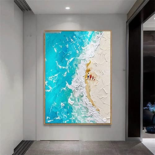 ציור שמן שמן Zjhyxyh בעבודת יד חוף כחול אוקיינוס ​​נוף ביתי בד עיצוב בית