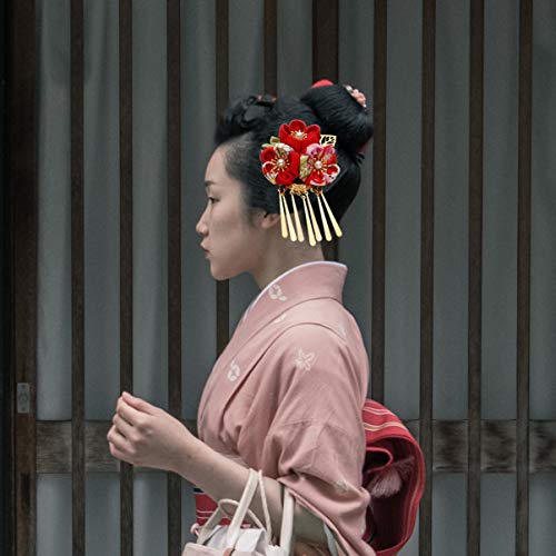 לורוז יפני פרח שיער קליפ קימונו פרל סיכת ראש מקל שיער עניבת להקת קליפ לנשים גודל 1