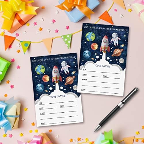 ספינת טילים אסטרונאוט הזמנות למסיבת יום הולדת לילדים, הזמנות למסיבת חלל חיצונית מזמין יום הולדת,