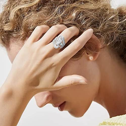 Wybaxz טבעת לאהבה זוג נסיכה חתוך יהלום סט טבעת אופנה יוקרה נשים אירוסין תכשיטי חתונה בת מעלה ומטה