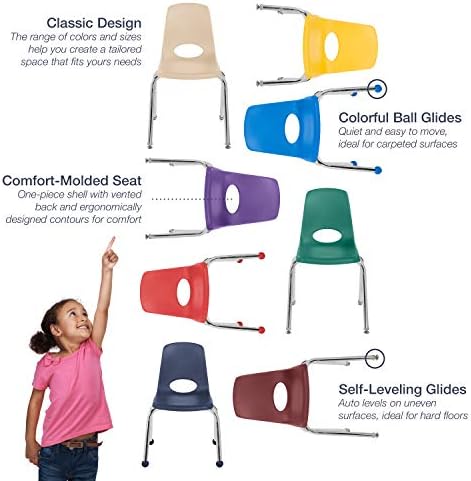 שותפים ישירים במפעל 10359-12 גרם כיסא ערימת בית ספר, מושב תלמיד לערום עם רגלי פלדה כרום וכדור מחליק ללמידה