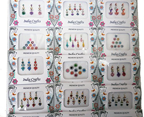 12 קומבו בינדי חבילות כל אחד-צבעוני פנים תכשיטים בינדי מדבקות הודי מצח טיקה
