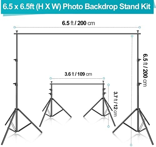 מתכוונן לצילום סטודיו, 6.5 רגל רקע סטנד מחזיק תמיכת מערכת ערכת עם לשאת תיק, מהדק, חול תיק, קליפ