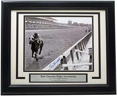רון טורקוט חתום ממוסגר 8x10 1973 Belmont Stakes Photo JSA - תמונות מירוצי סוסים עם חתימה