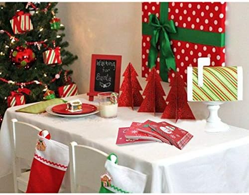 Cieovo 80 חלקים מפיות נייר חד פעמיות לחג המולד, מפיות קוקטייל לבן אדום מפיות סנטה חג המולד עץ
