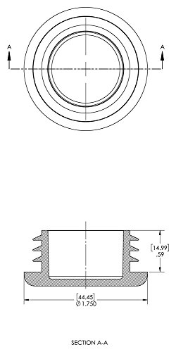 Caplugs 99192461 תקע לצינורות עגולים, פלסטיק, כך שיתאים לגודל צינור עגול OD 1.750 , עובי קיר, CCF-1