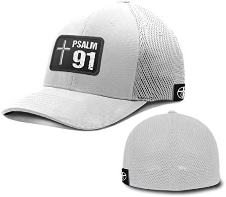 אלוהים האמיתי שלנו תהילים 91 טלאי חוצה פלקספיט כובע כובע התנך הנוצרי ציטוט בייסבול