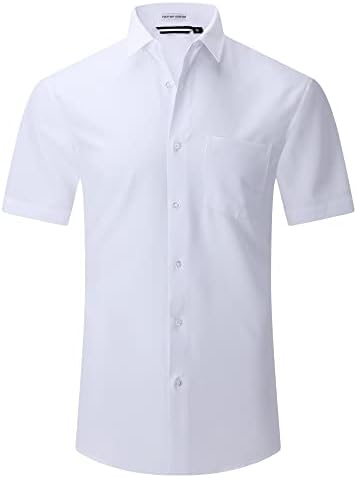 וורהורסי גברים של שמלת חולצות קצר שרוול ביצועים 4-דרך למתוח קמטים משלוח מזדמן כפתור למטה חולצה