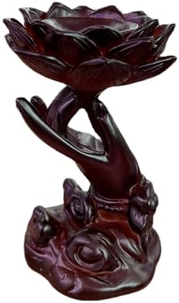 שרף לוטוס גואנין בודהה תצוגת יד עומדת מחזיק פסל בסיס פסל עם 60 ממ חתול צבעוני עין בדולח משחק כדורי היד לקישוט