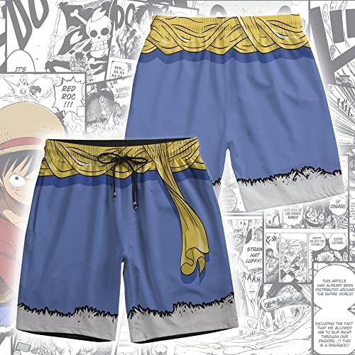 קוף Drawyme D Luffy Anime מכנסיים, מכנסי חדר כושר אנימה אחד, מכנסיים קצרים אנימה
