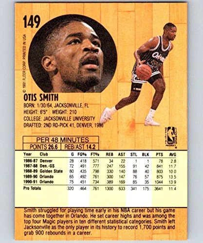 1991-92 פלייר סדרה 1 כדורסל 149 אוטיס סמית 'אורלנדו קסם רשמי מסחר ב- NBA