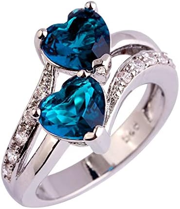 נשים מבטיחות טבעת אופנה לבב בצורת זירקוניה טבעת נישואין תכשיטים קשת אבן חן אבן