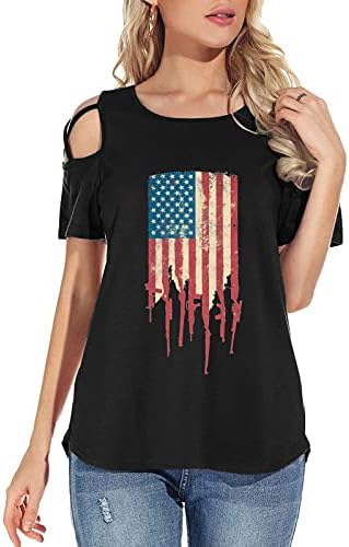חולצות פטריוטיות לנשים חולצת טי דגל אמריקאית חולצת קיץ צמרות מזדמנים של שרוול קצר