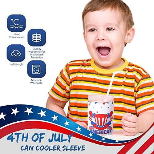 24 יח '4 ביולי יכול לשרוול קריר יום העצמאות יום יכול Coolers Coolers דגל אמריקאי פטריוטי פטריוטי